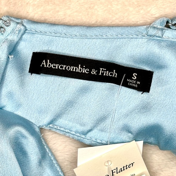 Abercrombie & Fitch Blue Satin Pleated Maxi Dress - Picture 7 of 10